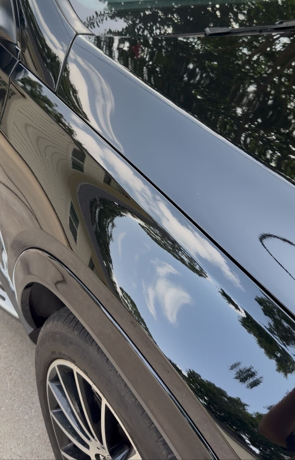 The same panel after paint correction, reflecting cleanly
